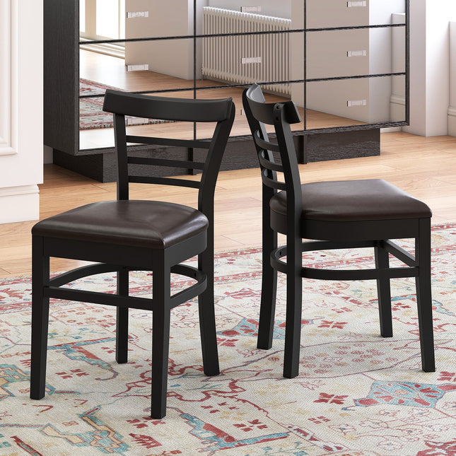 Set of 2 Wooden Dining Chair with Rubber Wood Legs for Restaurant
