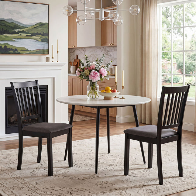 Upholstered Dining Chairs Set of 2 with Rubber Wood Frame