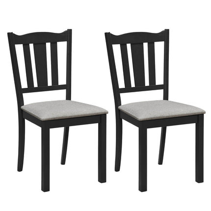Wooden Dining Chairs with Hollow Back and Padded Seat, Set of 2