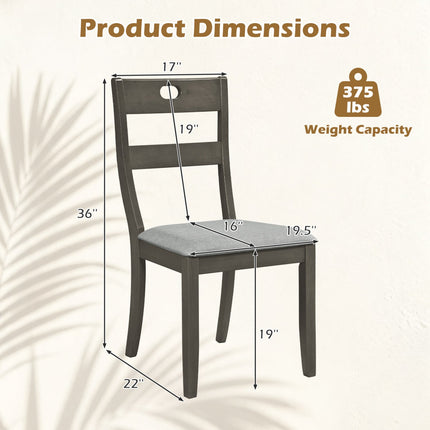 Wooden Dining Chairs Set of 2 with Padded Seats