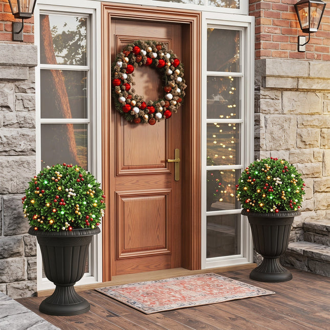 18-Inch Tall Urn Planters with Pedestal Base, Set of 4