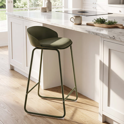 Counter Height Bar Stools Set of 4 with Curved Backrest