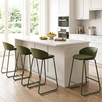 Counter Height Bar Stools Set of 4 with Curved Backrest