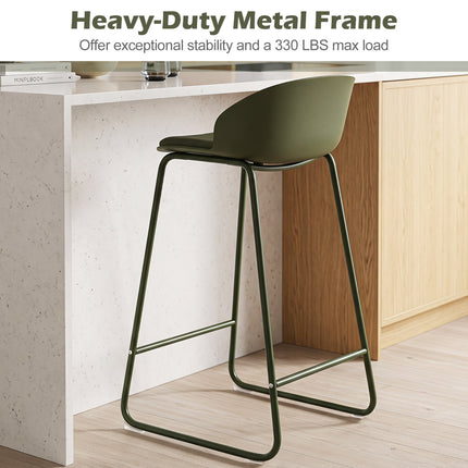 Counter Height Bar Stools Set of 4 with Curved Backrest