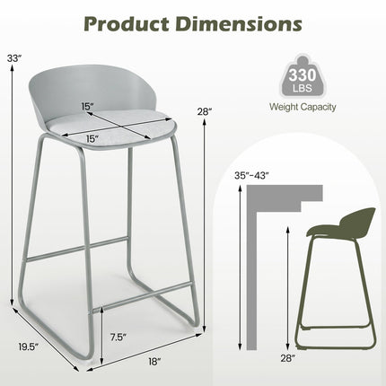 Counter Height Bar Stools Set of 4 with Curved Backrest