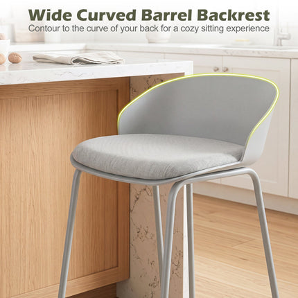 Counter Height Bar Stools Set of 4 with Curved Backrest