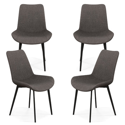 Set of 4 Dining Chair Upholstered with Metal Legs and Padded Backs