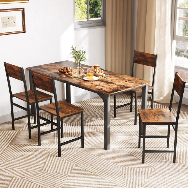 Set of 4 Dining Chairs with Metal Legs and Slanted Back