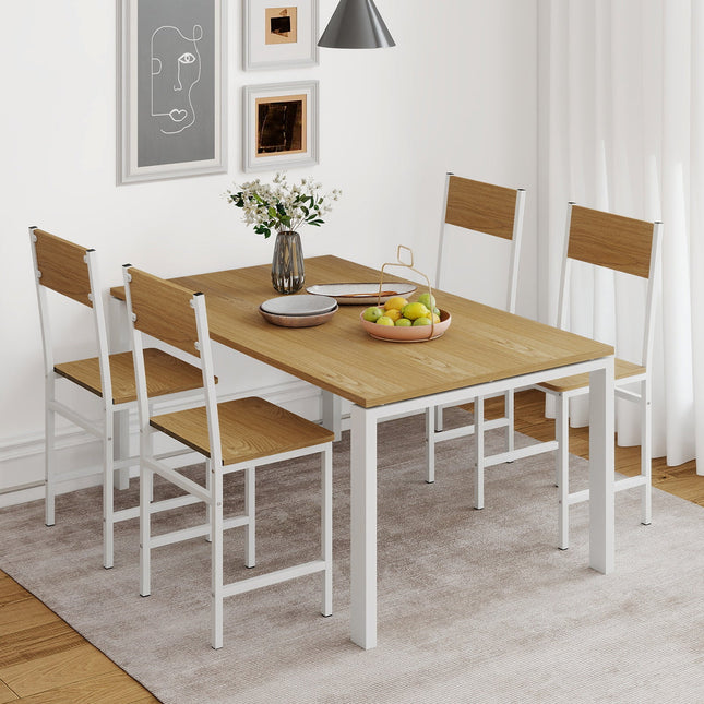 Set of 4 Dining Chairs with Metal Legs and Slanted Back