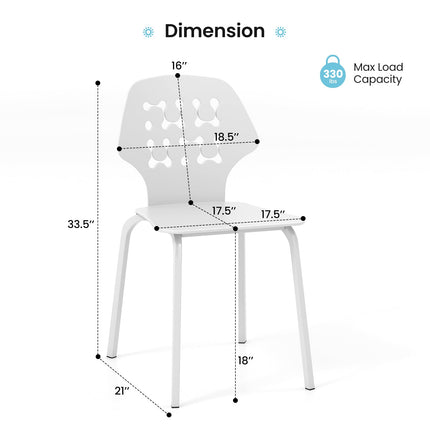 Set of 4 Metal Dining Chair with Hollowed Backrest and Metal Legs