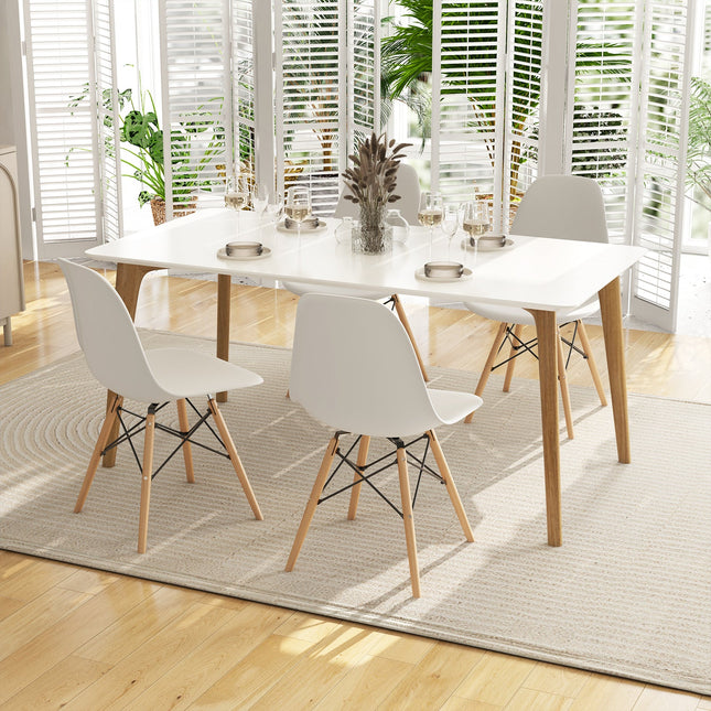 4 Pieces Modern Armless Dining Chair Set with Wood Legs
