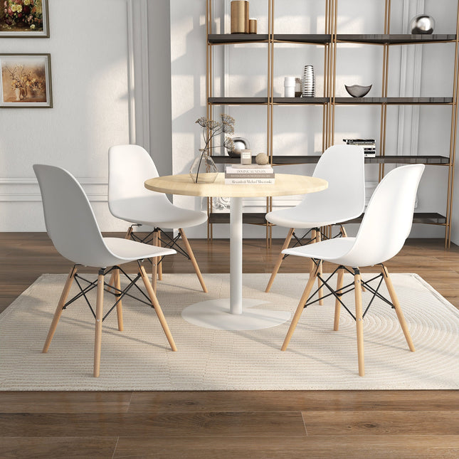 4 Pieces Modern Armless Dining Chair Set with Wood Legs