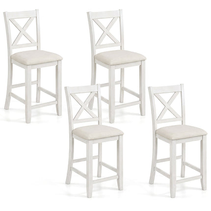 Counter Height Bar Stools Set of 4 with Footrest - White