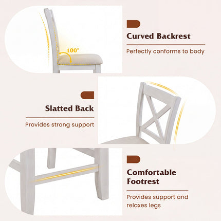Counter Height Bar Stools Set of 4 with Footrest - White