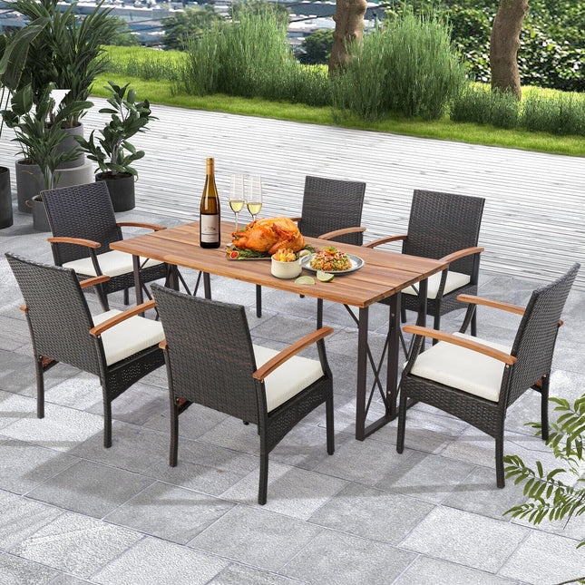 Patio Wicker Chair Set of 2/4 with Soft Zippered Cushion