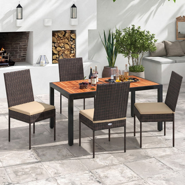 Patio Rattan Dining Chairs Set of 4 with Cushions