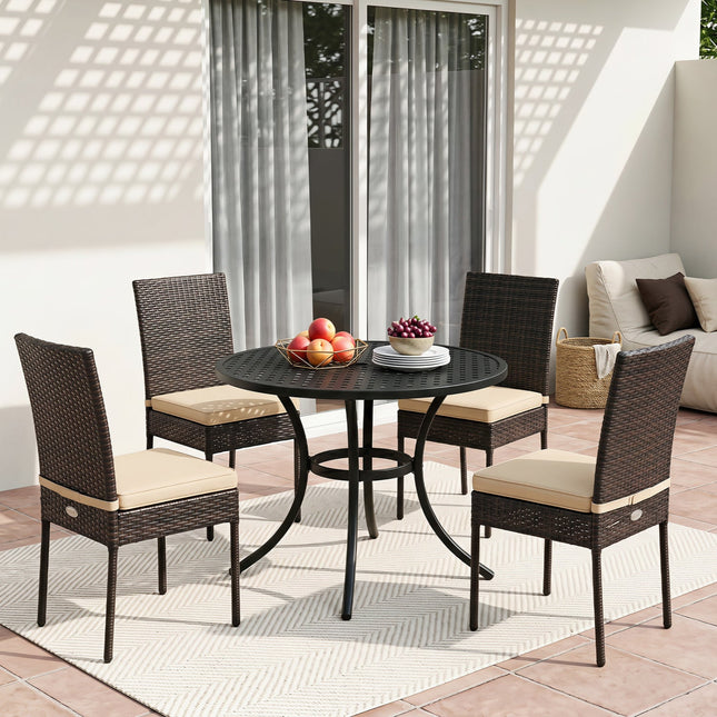 Patio Rattan Dining Chairs Set of 4 with Cushions