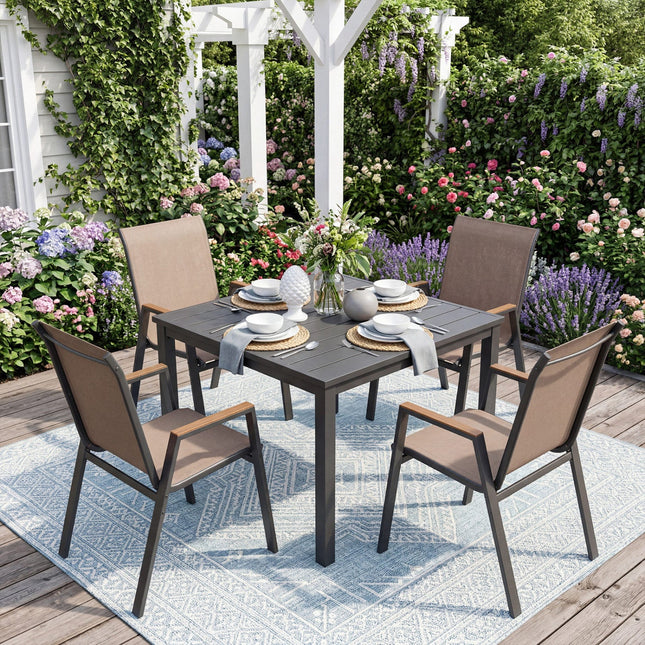 Stackable Patio Dining Chairs Set of 4 with High Backs