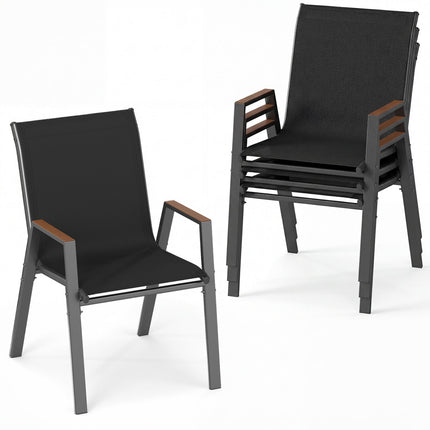 Stackable Patio Dining Chairs Set of 4 with High Backs