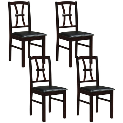 Wooden Dining Chairs Set of 4 with Padded Faux Leather Seats