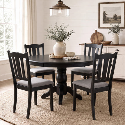 Wooden Dining Chairs Set of 4 with Padded Cushion Seats