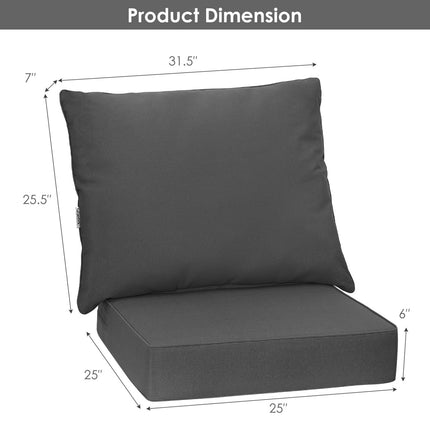 Deep Seat Chair Cushion Set of 6 with Rope Ties - Gray