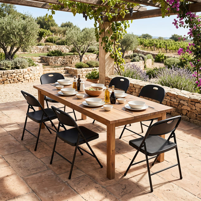 Foldable Plastic Dining Chairs Set of 6 with Ergonomic Backrest