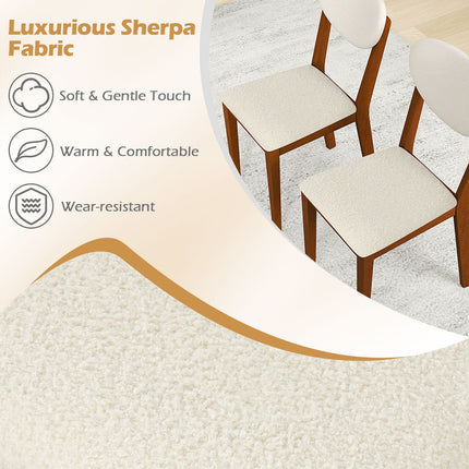 Sherpa Dining Chairs Set of 4 with Rubber Wood Legs for Dining Room-Walnut