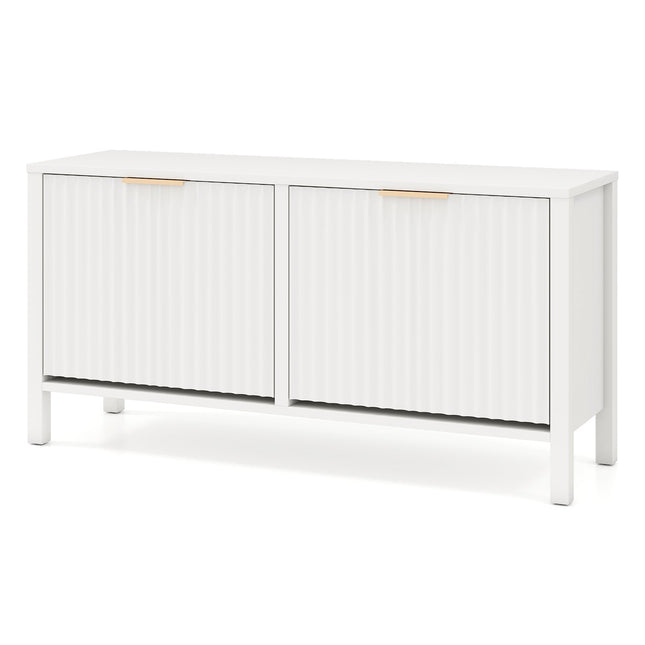 Shoe Storage Bench Narrow Wooden Entryway Bench with 2 Flip Drawers