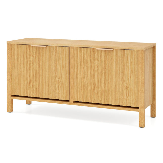 Shoe Storage Bench Narrow Wooden Entryway Bench with 2 Flip Drawers