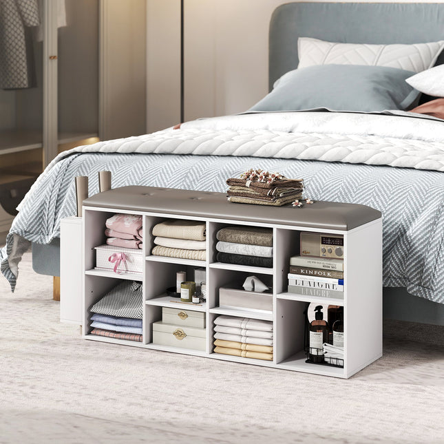 Shoe Storage Bench with Umbrella Stand and Adjustable Shelf