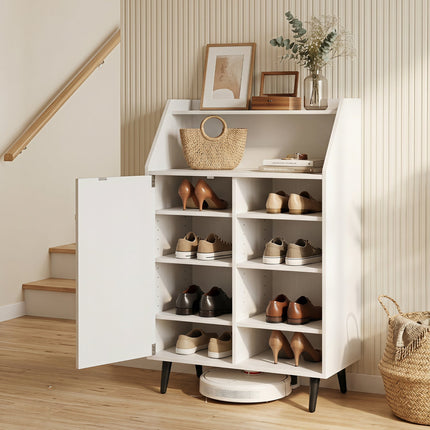 Shoe Storage Cabinet with Adjustable Shelves - White