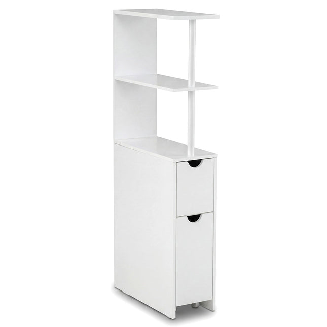 Slim Storage Freestanding Bathroom Cabinet with Open Shelves-White