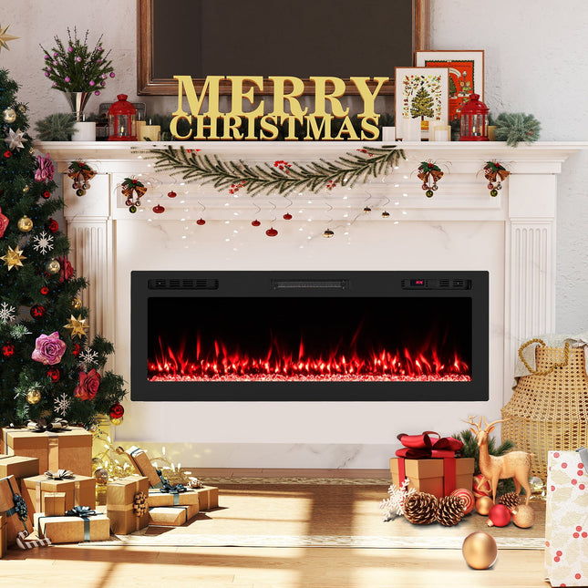 Smart WiFi Electric Fireplace Wall Mounted & Recessed 750W/1500W Heater