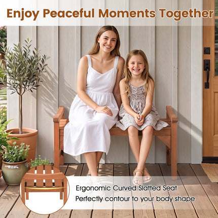 Solid Wood Backless Garden Bench with Support Handles