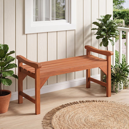 Solid Wood Backless Garden Bench with Support Handles