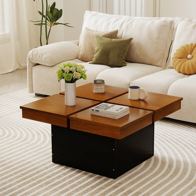 Square Coffee Table Mid Century Modern Center Table-Walnut