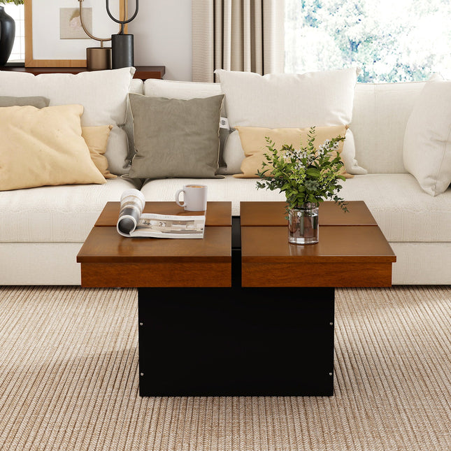 Square Coffee Table Mid Century Modern Center Table-Walnut