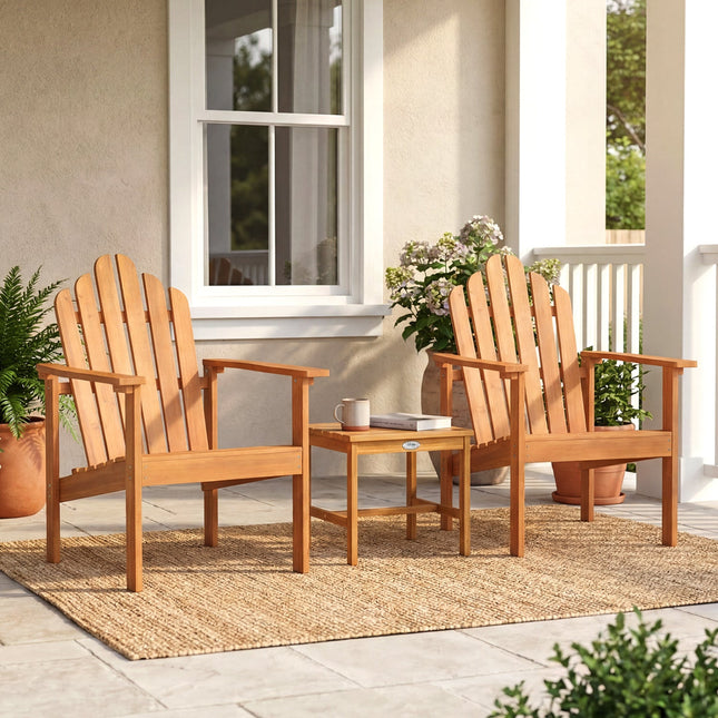 Adirondack Chair Set of 2 with Side Table - Stackable