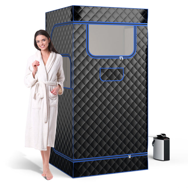 Portable Steam Sauna with 3L Steam Generator Remote Control Wood Foot Massager and Foldable Chair for Home