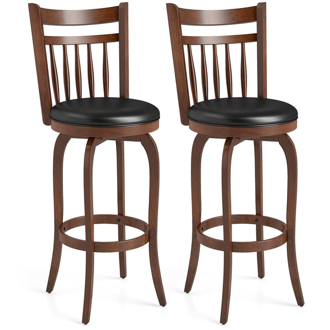 Swivel Bar Stools Set of 2 Counter Height Faux Leather Upholstered Barstools