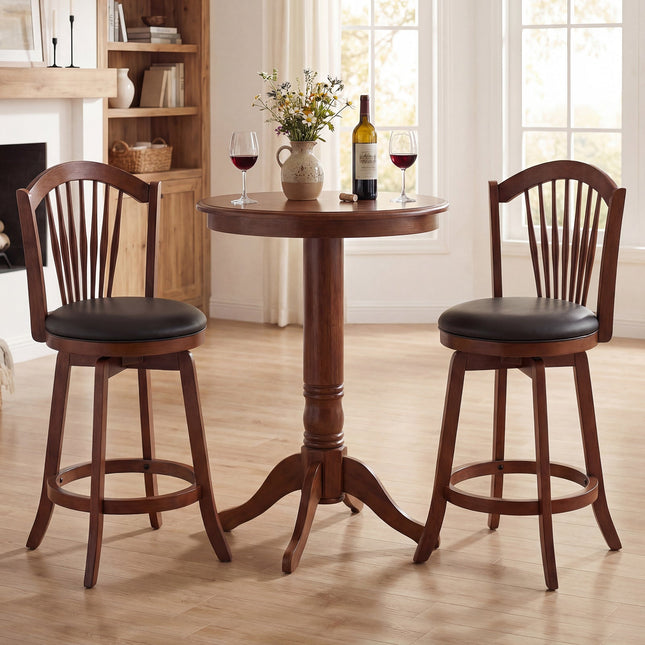 Swivel Bar Stools with Backrests and Wood Frame for Kitchen Island