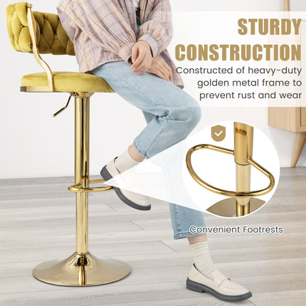 Swivel Barstool with Woven Back Set of 2 for Kitchen Island Cafe