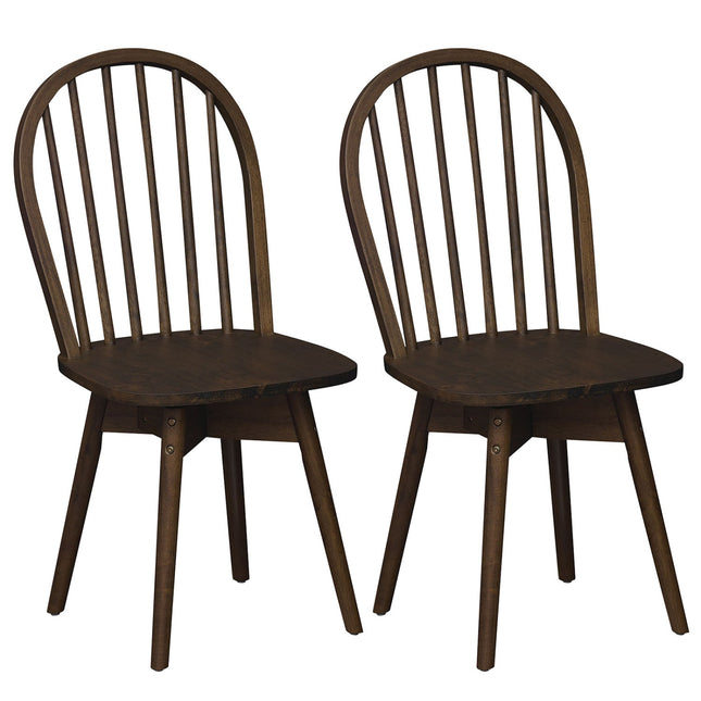 Swivel Windsor Dining Chairs Set of 2 with Solid Rubber Wood Frame