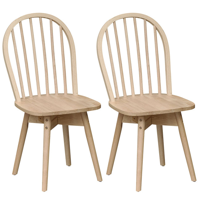 Swivel Windsor Dining Chairs Set of 2 with Solid Rubber Wood Frame