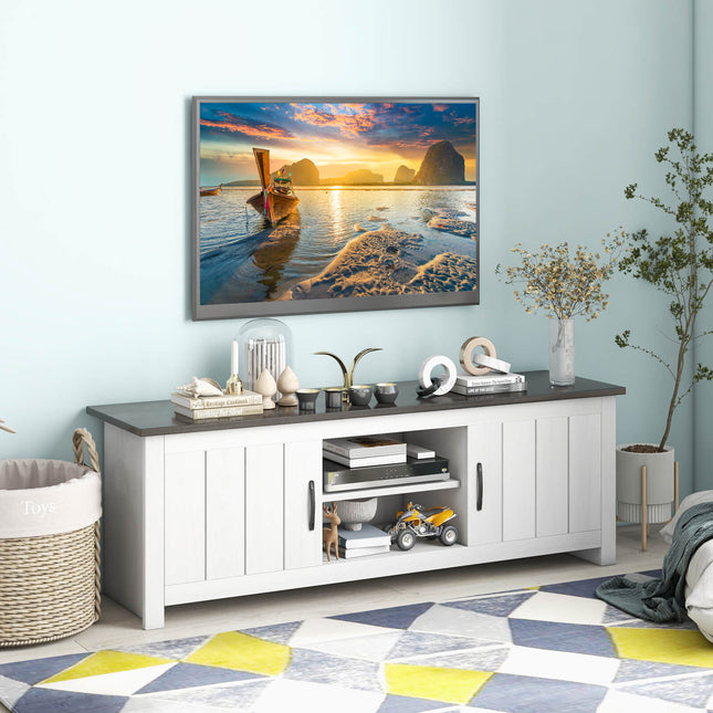 TV Stand with 2 Cabinets and Open Shelves for TVs up to 65 Inch