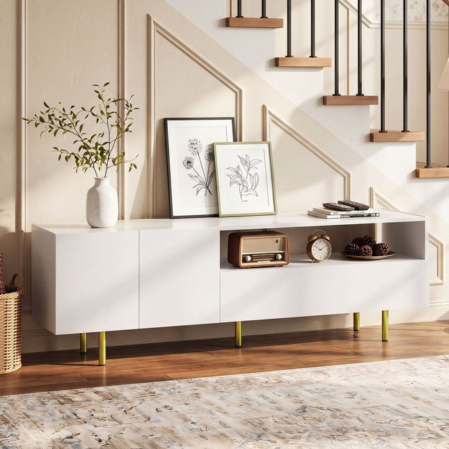 TV Stand for TVs up to 70" with Storage Cabinet and Metal Legs