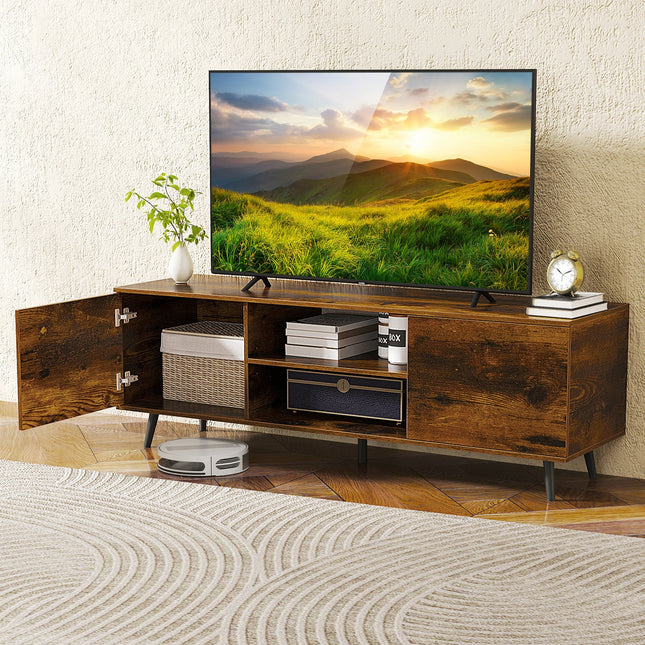 TV Stand with Power Outlets and Adjustable Shelf for 60 Inch TVs