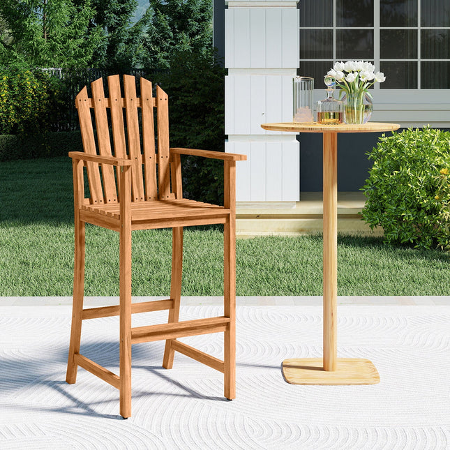 Tall Adirondack Chair with Armrests and Footrest for Deck