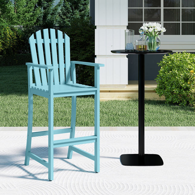 Tall Adirondack Chair with Armrests and Footrest for Deck